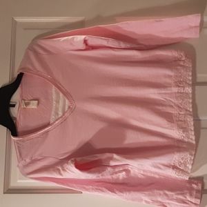 Girls long sleeved top with lace trim and beads around V neck